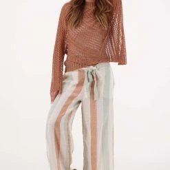 Gabby Isabella Striped Tie Cropped Pant