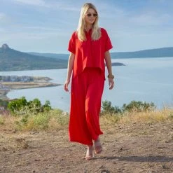 EVER SASSY Coral Palazzo Pant