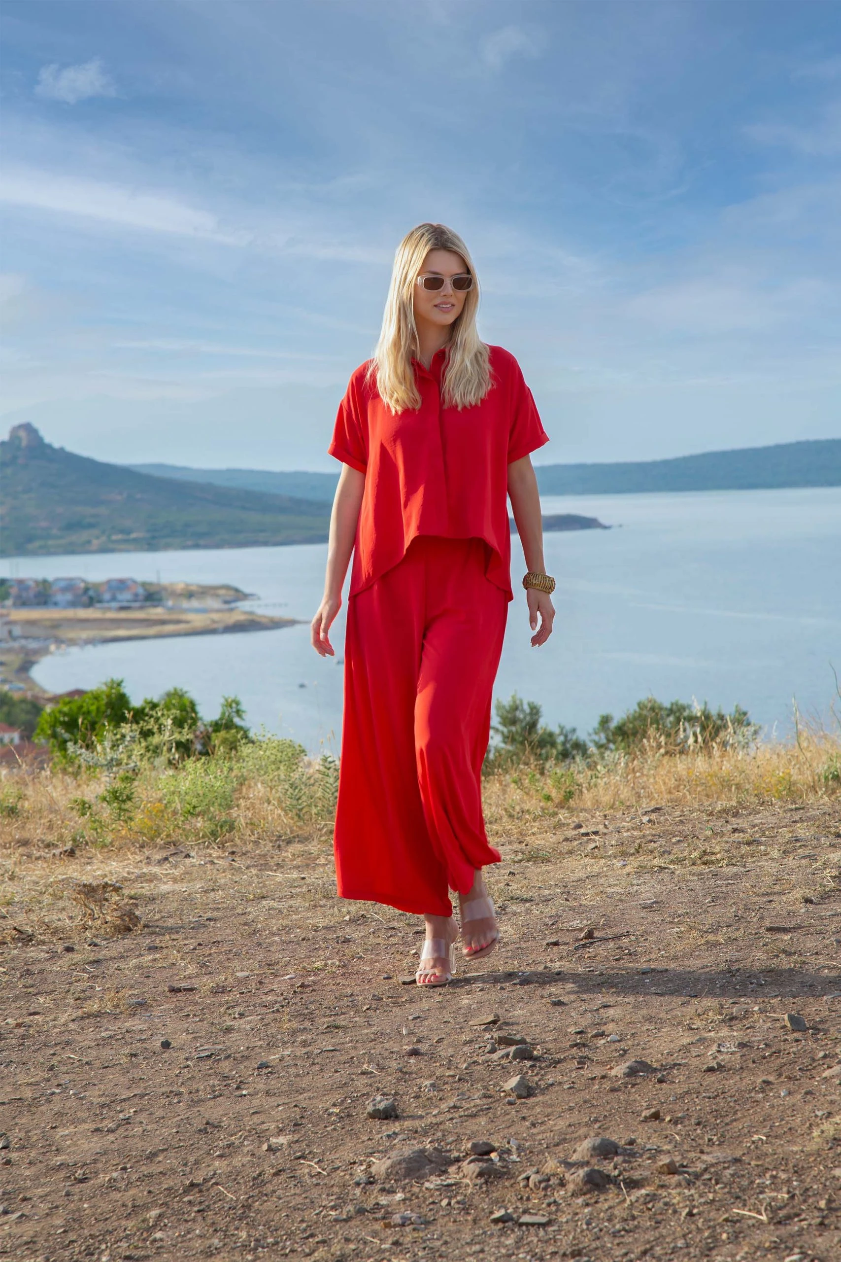 EVER SASSY Coral Palazzo Pant
