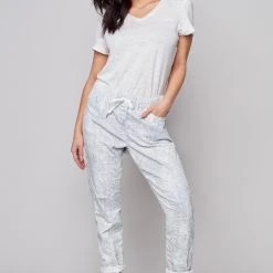 Charlie B GREY PRINT CRINKLE JOGGER