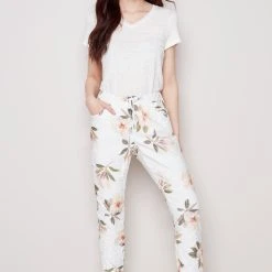 Charlie B FLORAL PRINT CRINKLE JOGGER