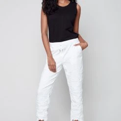 Charlie B CRINKLE JOGGER WITH FRAYED HEM