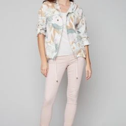 Charlie B TROPICAL PRINT HOODIE JACKET