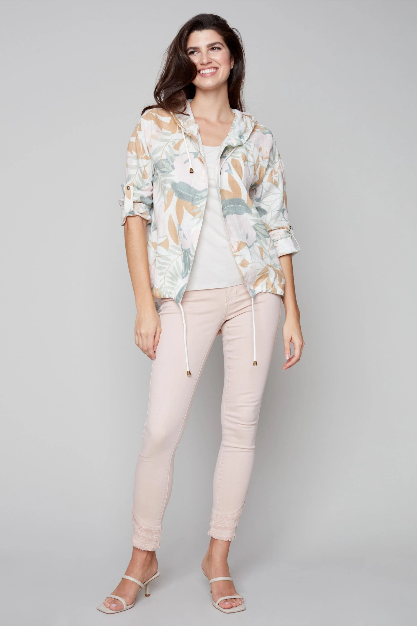 Charlie B TROPICAL PRINT HOODIE JACKET