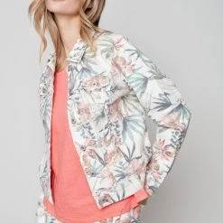 Charlie B TROPICAL FLORAL JEAN JACKET