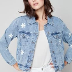 Charlie B DAISY PAINTED JEAN JACKET