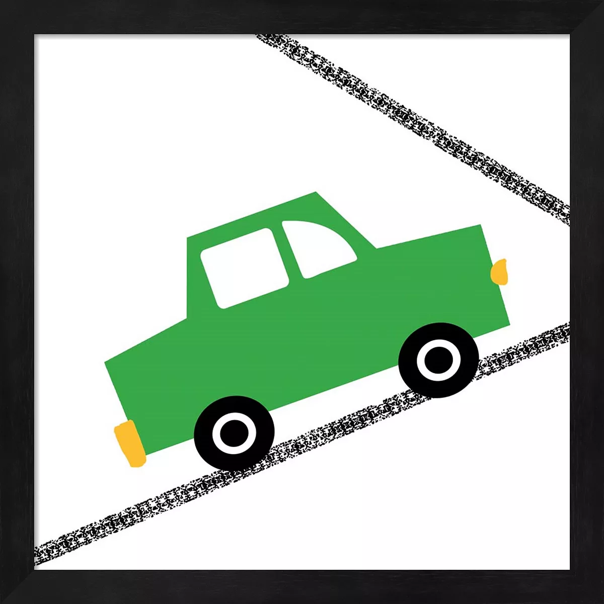 Metaverse Green Car On Road By Linda Woods Framed Art