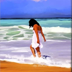 Metaverse Beach Day By Ata Alishahi Canvas Art