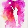 Metaverse Basketball Girl Watercolor Silhouette Inverted Part Iv By Sports Mania Canvas Art