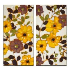 Ready2HangArt 'Yellow Florals' 2 Piece Canvas Wall Art Set, 24x24