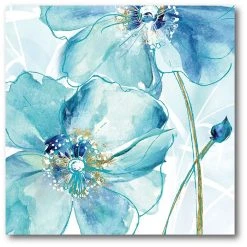 COURTSIDE MARKET Light Blue Flower I Gallery-Wrapped Canvas Wall Art - 16 X 16