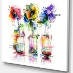 Design Art Art Abstract Flowers In Glass Vases Extra Large Floral Wall Art - 40 X 30