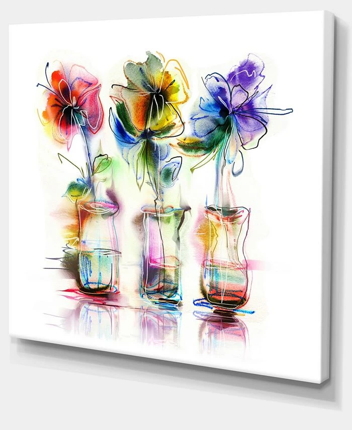 Design Art Art Abstract Flowers In Glass Vases Extra Large Floral Wall Art - 40 X 30