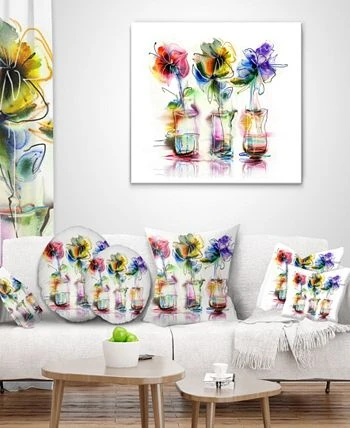 Design Art Art Abstract Flowers In Glass Vases Extra Large Floral Wall Art - 40 X 30 - Image 2