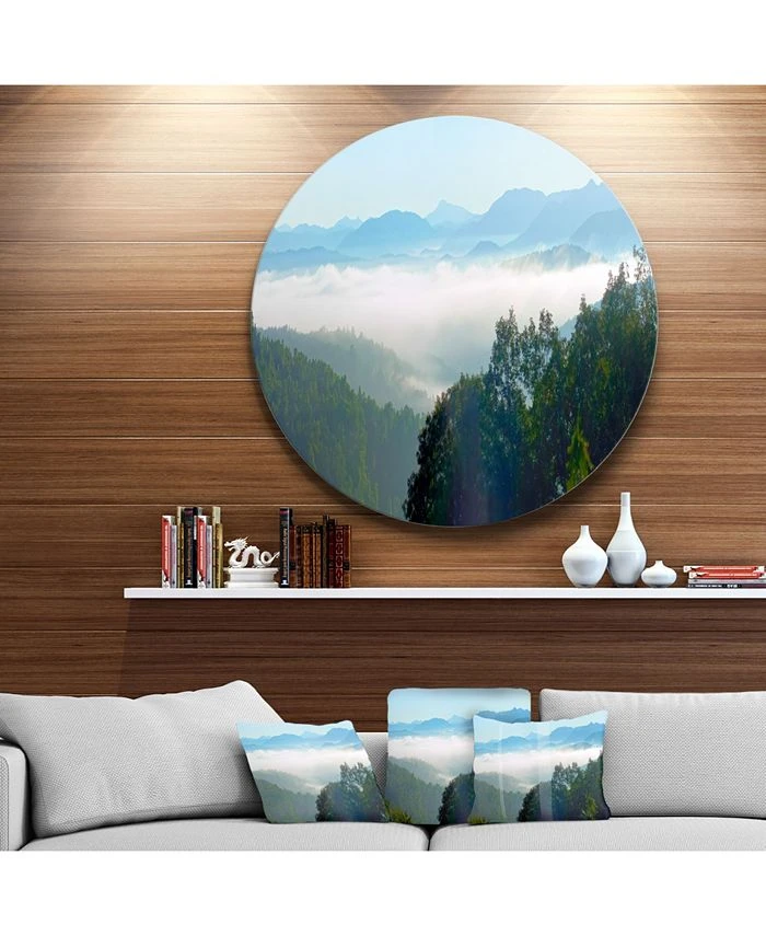 Design Art Art 'Morning In Blue Ridge Parkway' Landscape Circle Metal Wall Art - 23 X 23