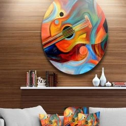 Design Art Art 'Music And Rhythm' Abstract Metal Circle Wall Art - 36 X 36