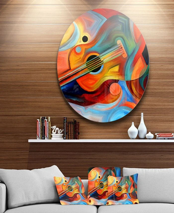 Design Art Art 'Music And Rhythm' Abstract Metal Circle Wall Art - 36 X 36