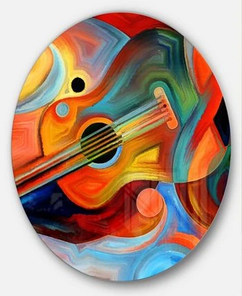 Design Art Art 'Music And Rhythm' Abstract Metal Circle Wall Art - 36 X 36 - Image 2