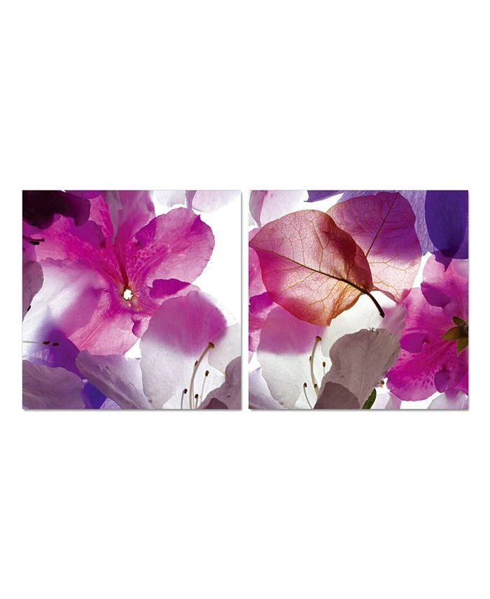 Chic Home Decor Orchid 2 Piece Wrapped Canvas Wall Art Floral Design -27 X 55