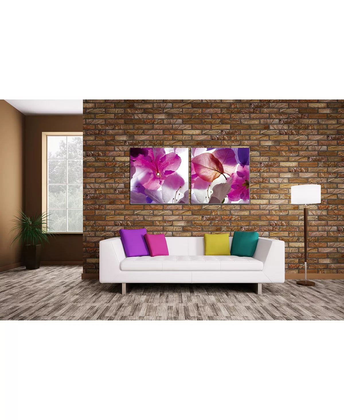 Chic Home Decor Orchid 2 Piece Wrapped Canvas Wall Art Floral Design -27 X 55 - Image 4