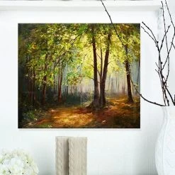 Design Art Art 'Summer Forest' Landscape Metal Wall Art - 20 X 12