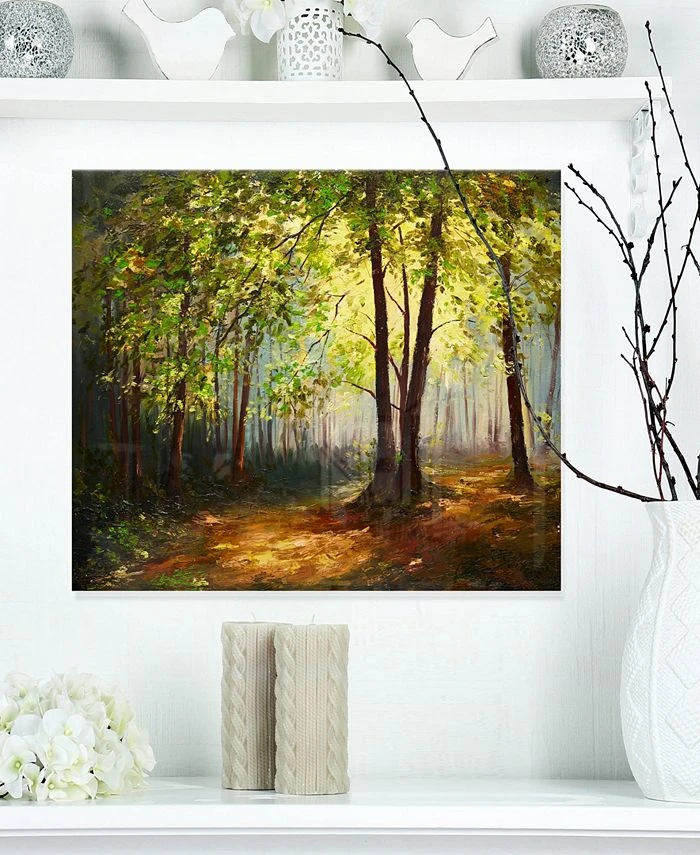 Design Art Art 'Summer Forest' Landscape Metal Wall Art - 20 X 12