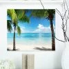 Design Art Art 'Palm Trees And Sea' Landscape Photography Metal Wall Art - 20 X 12