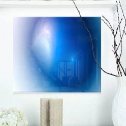 Design Art Art 'Mysterious Blue Fractal Texture' Abstract Metal Wall Art Panel - 20 X 12