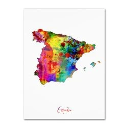 Trademark Global Michael Tompsett 'Spain Watercolor Map' Canvas Art - 18 X 24