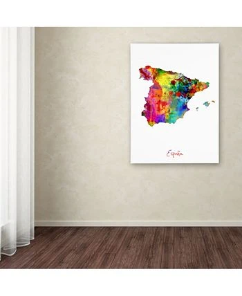 Trademark Global Michael Tompsett 'Spain Watercolor Map' Canvas Art - 18 X 24 - Image 2