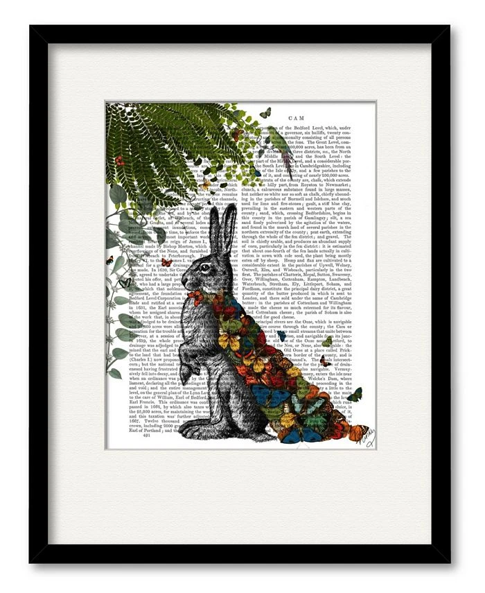 COURTSIDE MARKET Hare With Butterfly Cloak 16 X 20 Framed And Matted Art