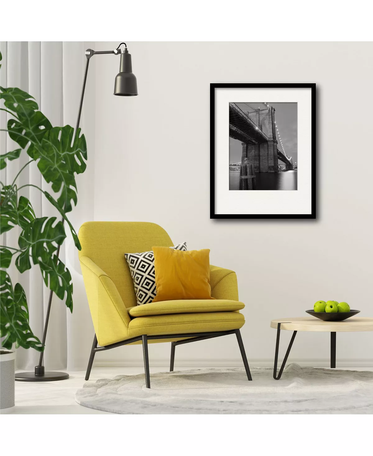 COURTSIDE MARKET Brooklyn Bridge Shadow 16 X 20 Framed And Matted Art - Image 2
