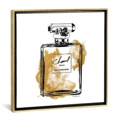 ICanvas Black And Gold Perfume Bottle By Amanda Greenwood Gallery-Wrapped Canvas Print - 37 X 37 X 0.75