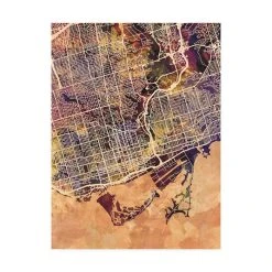 Trademark Global Michael Tompsett Toronto Street Map Color II Canvas Art - 15.5 X 21