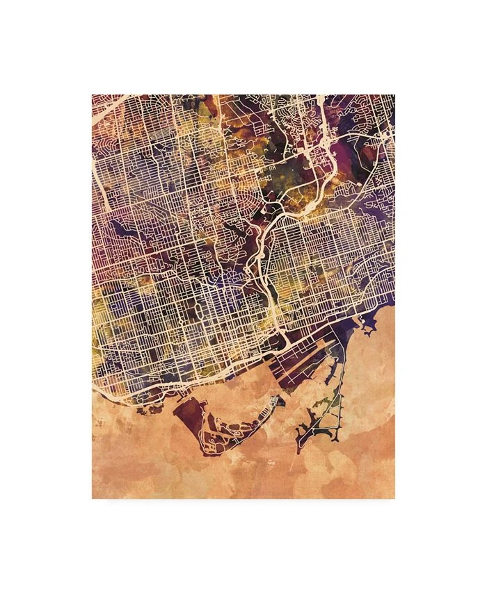 Trademark Global Michael Tompsett Toronto Street Map Color II Canvas Art - 15.5 X 21