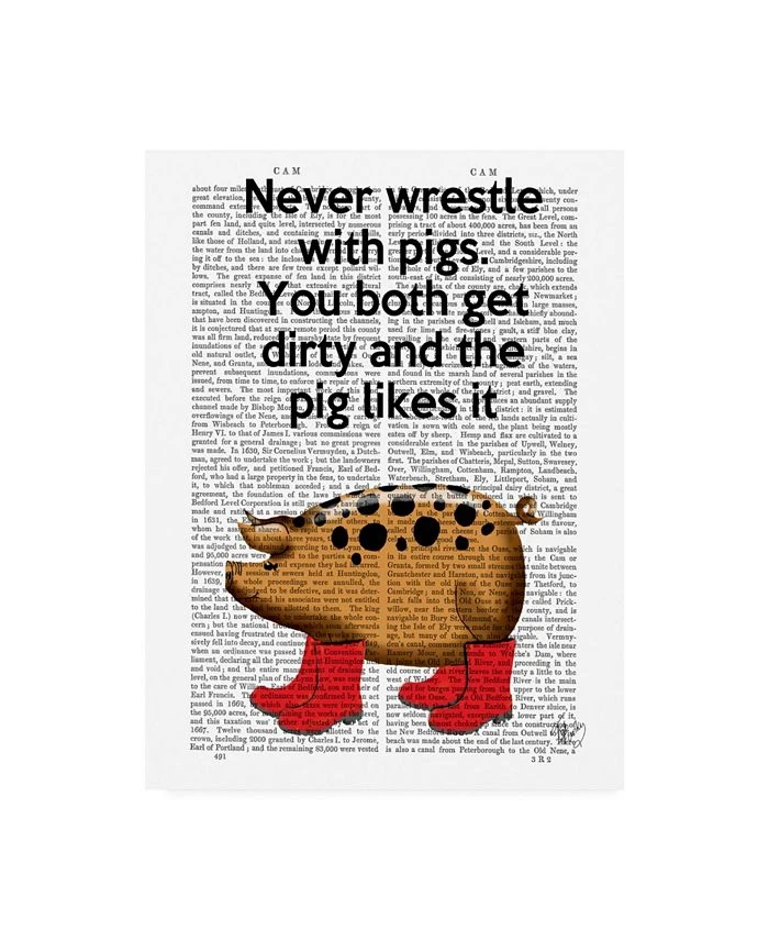 Trademark Global Fab Funky Never Wrestle With Pigs Canvas Art - 19.5 X 26