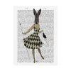 Trademark Global Fab Funky Rabbit In Black White Dress Canvas Art - 36.5 X 48