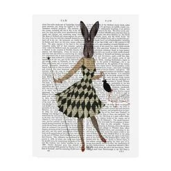 Trademark Global Fab Funky Rabbit In Black White Dress Canvas Art - 36.5 X 48