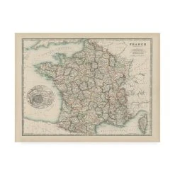 Trademark Global Johnston Johnstons Map Of France Canvas Art - 15.5 X 21