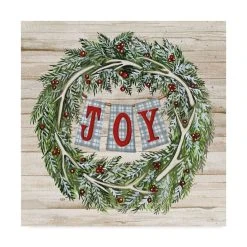 Trademark Global Kathleen Parr Mckenna Holiday Saying I On Wood Plaid Canvas Art - 20 X 25