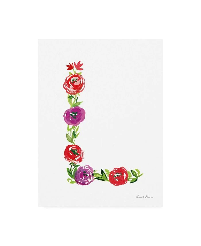 Trademark Global Farida Zaman Floral Alphabet Letter XII Canvas Art - 20 X 25