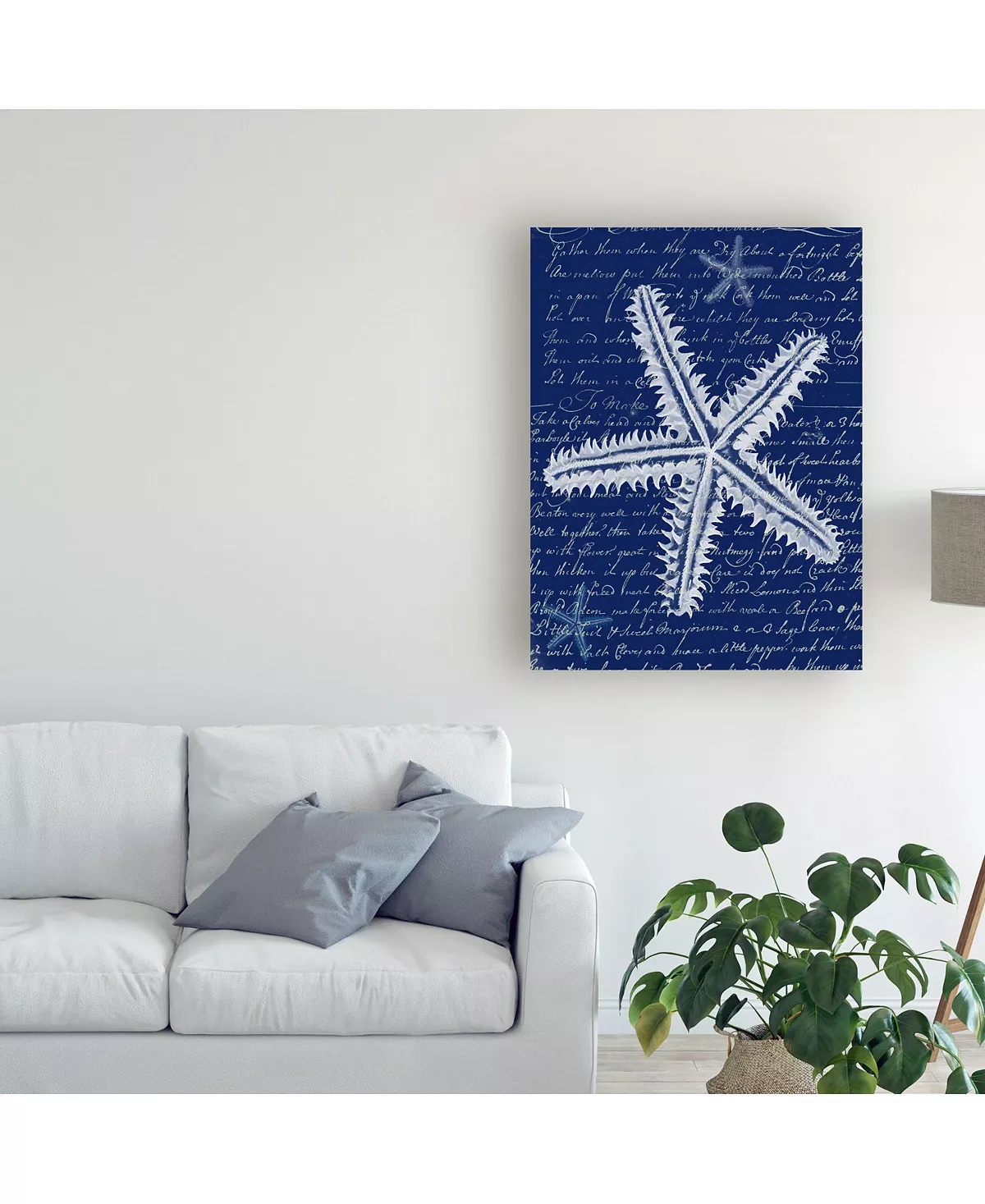 Trademark Global Fab Funky White Starfish On Blue A Canvas Art - 36.5 X 48 - Image 3
