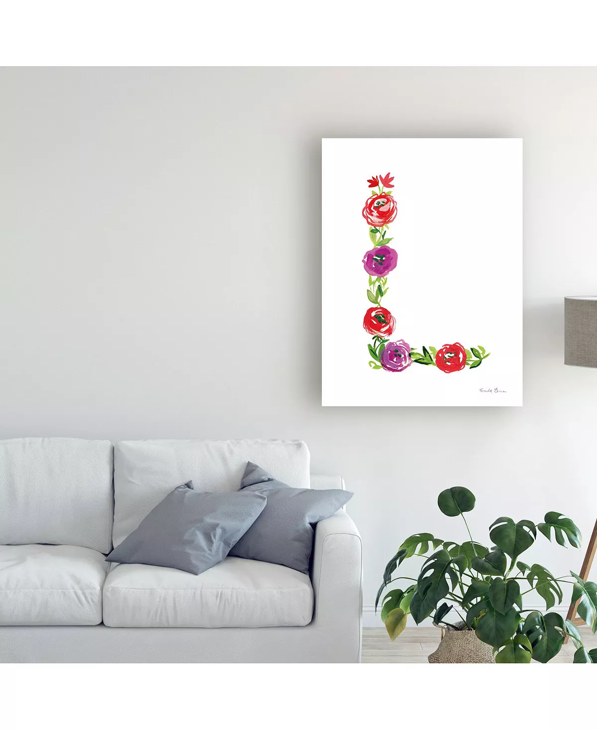Trademark Global Farida Zaman Floral Alphabet Letter XII Canvas Art - 20 X 25 - Image 3