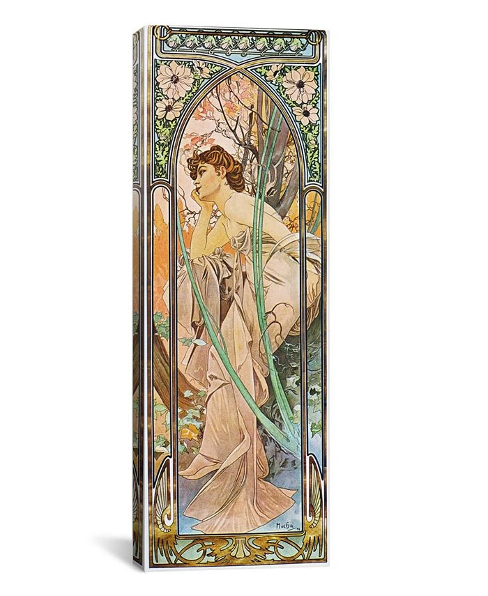 ICanvas Evening Reverie, 1899 By Alphonse Mucha Wrapped Canvas Print - 36 X 12