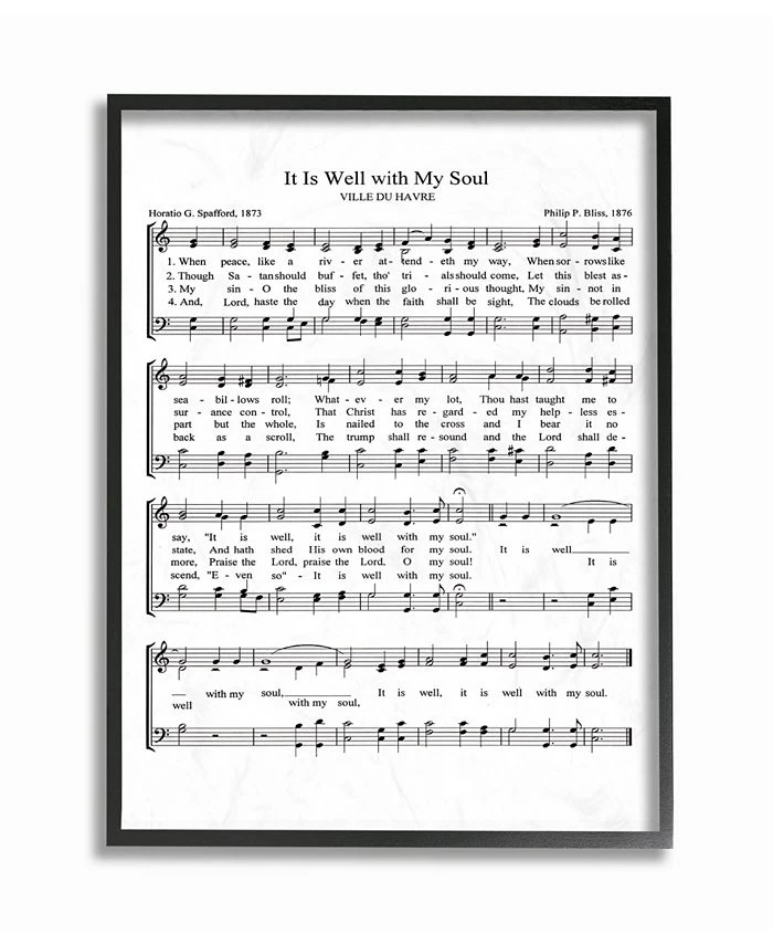 Stupell Industries Well With My Soul Vintage-Inspired Sheet Music Framed Giclee Art, 11 X 14