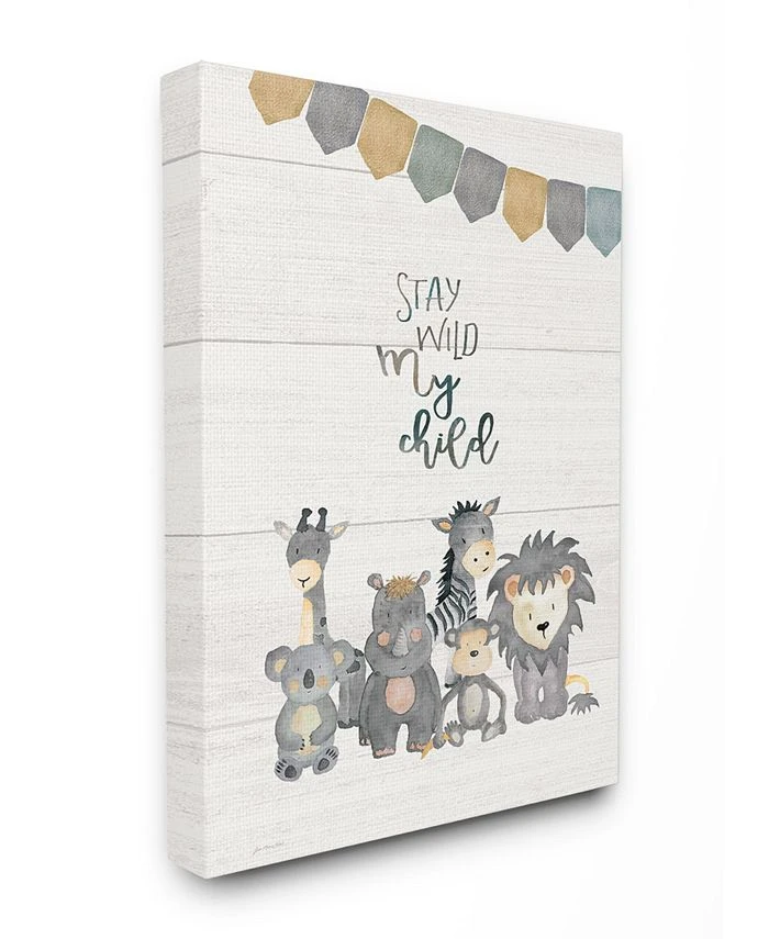 Stupell Industries Ay Wild My Child Animals Canvas Wall Art, 16 X 20