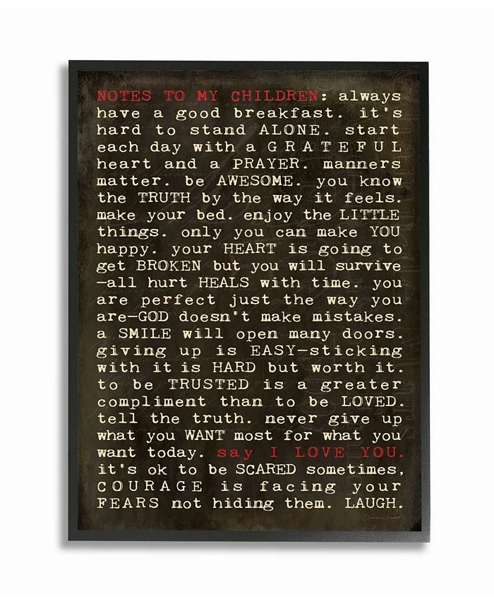 Stupell Industries Notes To My Children Framed Giclee Art, 16 X 20