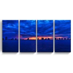 Ready2HangArt Singer Skyline 4 Piece Wrapped Canvas Coastal Wall Art Set, 24 X 48