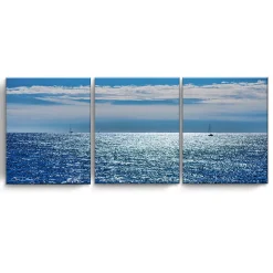 Ready2HangArt Oceans 3 Piece Wrapped Canvas Coastal Wall Art Set, 20 X 48