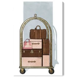 Oliver Gal Fashion Luggage Cart Giclee Art Print On Gallery Wrap Canvas, 24 X 36
